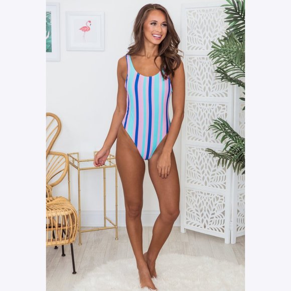 ✨SALE✨ Envya Swim High-Leg One Piece Striped Swimsuit - Picture 11 of 12